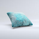 Grungy Bright Teal Surface ink-Fuzed Decorative Throw Pillow