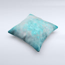 Grungy Bright Teal Surface ink-Fuzed Decorative Throw Pillow