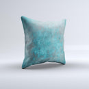 Grungy Bright Teal Surface ink-Fuzed Decorative Throw Pillow