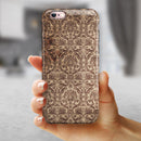 Grungy Brown and Tan Horizontal Rococo Pattern iPhone 6/6s or 6/6s Plus 2-Piece Hybrid INK-Fuzed Case