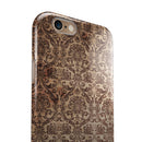 Grungy Brown and Tan Horizontal Rococo Pattern iPhone 6/6s or 6/6s Plus 2-Piece Hybrid INK-Fuzed Case