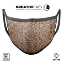 Grungy Brown and Tan Horizontal Rococo Pattern - Made in USA Mouth Cover Unisex Anti-Dust Cotton Blend Reusable & Washable Face Mask with Adjustable Sizing for Adult or Child