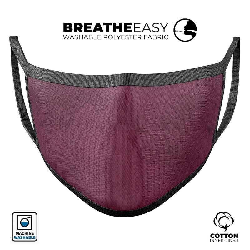 Grungy Burgundy  - Made in USA Mouth Cover Unisex Anti-Dust Cotton Blend Reusable & Washable Face Mask with Adjustable Sizing for Adult or Child