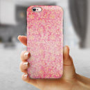 Grungy Floral Pattern Over Scratched Pink iPhone 6/6s or 6/6s Plus 2-Piece Hybrid INK-Fuzed Case