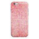 Grungy Floral Pattern Over Scratched Pink iPhone 6/6s or 6/6s Plus 2-Piece Hybrid INK-Fuzed Case