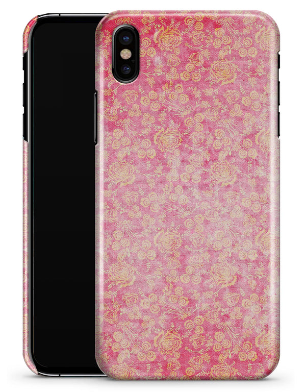 Grungy Floral Pattern Over Scratched Pink - iPhone X Clipit Case