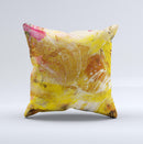 Grungy Golden Paint Ink-Fuzed Decorative Throw Pillow