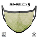 Grungy Green Faded Damask Pattern  - Made in USA Mouth Cover Unisex Anti-Dust Cotton Blend Reusable & Washable Face Mask with Adjustable Sizing for Adult or Child