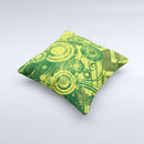 Grungy Green Messy Pattern V2 ink-Fuzed Decorative Throw Pillow