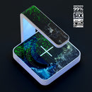 Grungy Green and Black Wood Surface UV Germicidal Sanitizing Sterilizing Wireless Smart Phone Screen Cleaner + Charging Station