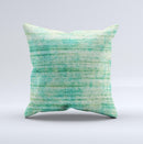 Grungy Horizontal Green Lines ink-Fuzed Decorative Throw Pillow