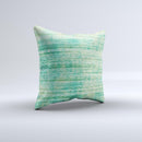Grungy Horizontal Green Lines ink-Fuzed Decorative Throw Pillow