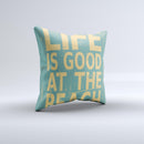 Grungy Life Is Good At The Beach Ink-Fuzed Decorative Throw Pillow