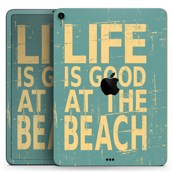 Grungy Life Is Good At The Beach - Full Body Skin Decal for the Apple iPad Pro 12.9", 11", 10.5", 9.7", Air or Mini (All Models Available)