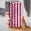 Grungy Magenta and Pink Vertical Stripes iPhone 6/6s or 6/6s Plus 2-Piece Hybrid INK-Fuzed Case