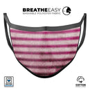 Grungy Magenta and Pink Vertical Stripes - Made in USA Mouth Cover Unisex Anti-Dust Cotton Blend Reusable & Washable Face Mask with Adjustable Sizing for Adult or Child