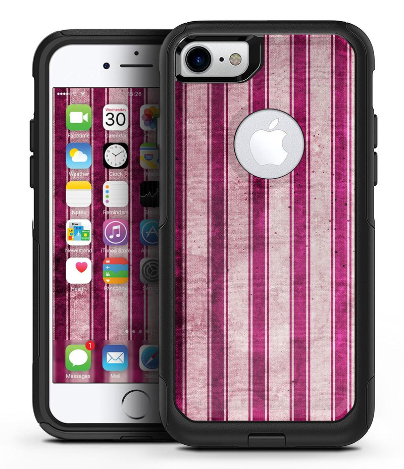 Grungy Magenta and Pink Vertical Stripes - iPhone 7 or 8 OtterBox Case & Skin Kits