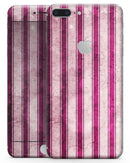 Grungy Magenta and Pink Vertical Stripes - Skin-kit for the iPhone 8 or 8 Plus