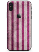 Grungy Magenta and Pink Vertical Stripes - iPhone X Skin-Kit