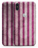 Grungy Magenta and Pink Vertical Stripes - iPhone X Skin-Kit