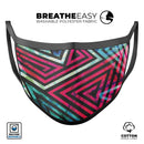 Grungy Neon Triangular Zig Zag Shapes - Made in USA Mouth Cover Unisex Anti-Dust Cotton Blend Reusable & Washable Face Mask with Adjustable Sizing for Adult or Child