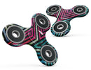 Grungy Neon Triangular Zig Zag Shapes Full-Body Fidget Spinner Skin-Kit