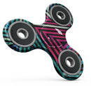 Grungy Neon Triangular Zig Zag Shapes Full-Body Fidget Spinner Skin-Kit