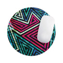 Grungy Neon Triangular Zig Zag Shapes// WaterProof Rubber Foam Backed Anti-Slip Mouse Pad for Home Work Office or Gaming Computer Desk