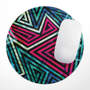 Grungy Neon Triangular Zig Zag Shapes// WaterProof Rubber Foam Backed Anti-Slip Mouse Pad for Home Work Office or Gaming Computer Desk