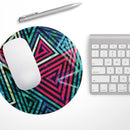Grungy Neon Triangular Zig Zag Shapes// WaterProof Rubber Foam Backed Anti-Slip Mouse Pad for Home Work Office or Gaming Computer Desk