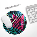 Grungy Neon Triangular Zig Zag Shapes// WaterProof Rubber Foam Backed Anti-Slip Mouse Pad for Home Work Office or Gaming Computer Desk