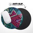 Grungy Neon Triangular Zig Zag Shapes// WaterProof Rubber Foam Backed Anti-Slip Mouse Pad for Home Work Office or Gaming Computer Desk