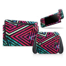 Grungy Neon Triangular Zig Zag Shapes // Skin Decal Wrap Kit for Nintendo Switch Console & Dock, Joy-Cons, Pro Controller, Lite, 3DS XL, 2DS XL, DSi, or Wii - Vinyl Skin Wrap for Nintendo Switch 2, OLED, Lite, Pro Controller, Wii & Classic Handhelds