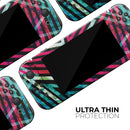Grungy Neon Triangular Zig Zag Shapes // Skin Decal Wrap Kit for Nintendo Switch Console & Dock, Joy-Cons, Pro Controller, Lite, 3DS XL, 2DS XL, DSi, or Wii - Vinyl Skin Wrap for Nintendo Switch 2, OLED, Lite, Pro Controller, Wii & Classic Handhelds