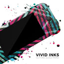 Grungy Neon Triangular Zig Zag Shapes // Skin Decal Wrap Kit for Nintendo Switch Console & Dock, Joy-Cons, Pro Controller, Lite, 3DS XL, 2DS XL, DSi, or Wii - Vinyl Skin Wrap for Nintendo Switch 2, OLED, Lite, Pro Controller, Wii & Classic Handhelds