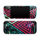 Grungy Neon Triangular Zig Zag Shapes // Full Body Skin Decal Wrap Kit for the Steam Deck handheld gaming computer