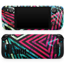 Grungy Neon Triangular Zig Zag Shapes // Full Body Skin Decal Wrap Kit for the Steam Deck handheld gaming computer