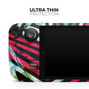 Grungy Neon Triangular Zig Zag Shapes // Full Body Skin Decal Wrap Kit for the Steam Deck handheld gaming computer