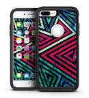 Grungy Neon Triangular Zig Zag Shapes - iPhone 7 or 7 Plus Commuter Case Skin Kit