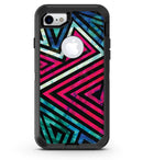 Grungy Neon Triangular Zig Zag Shapes - iPhone 7 or 8 OtterBox Case & Skin Kits