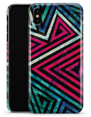 Grungy Neon Triangular Zig Zag Shapes - iPhone X Clipit Case