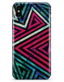 Grungy Neon Triangular Zig Zag Shapes - iPhone X Clipit Case