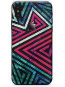 Grungy Neon Triangular Zig Zag Shapes - iPhone X Skin-Kit