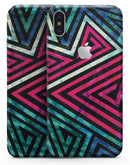 Grungy Neon Triangular Zig Zag Shapes - iPhone X Skin-Kit