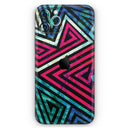 Grungy Neon Triangular Zig Zag Shapes  - Protective Skin Wrap & Decal – Compatible with iPhone SE to iPhone 17 Pro Max (All Models)