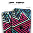 Grungy Neon Triangular Zig Zag Shapes  - Protective Skin Wrap & Decal – Compatible with iPhone SE to iPhone 17 Pro Max (All Models)