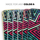 Grungy Neon Triangular Zig Zag Shapes  - Protective Skin Wrap & Decal – Compatible with iPhone SE to iPhone 17 Pro Max (All Models)