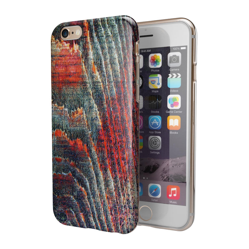 Grungy Orange and Teal Dyed Wood Surface iPhone 6/6s or 6/6s Plus 2-Piece Hybrid INK-Fuzed Case
