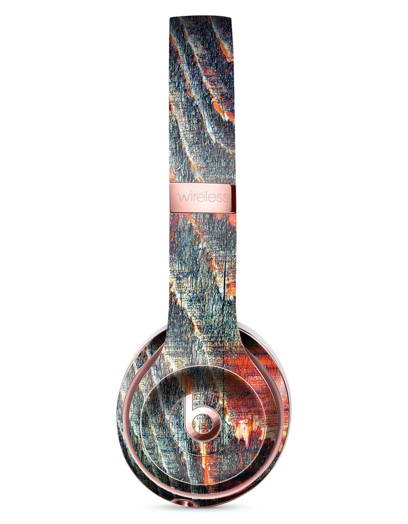 Grungy Orange and Teal Dyed Wood Surface Full-Body Skin Kit for the Beats by Dre Solo 3 Wireless Headphones