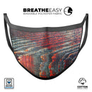 Grungy Orange and Teal Dyed Wood Surface - Made in USA Mouth Cover Unisex Anti-Dust Cotton Blend Reusable & Washable Face Mask with Adjustable Sizing for Adult or Child